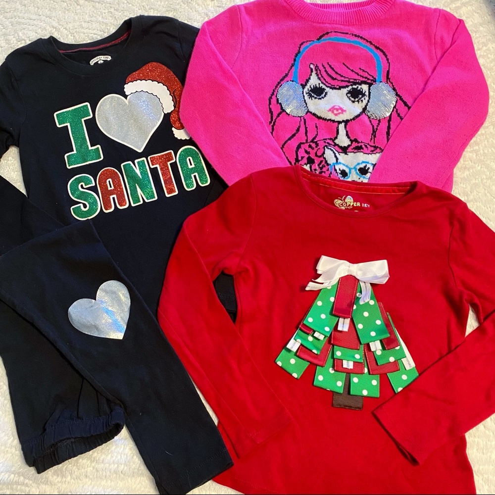 Girls 7/8 Bundle Christmas Outfit & Sweatshirt